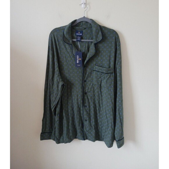 Stafford Mens Pajama 2 Piece Sleep Set Cotton Blend Elastic Waist Size L - Picture 2 of 8